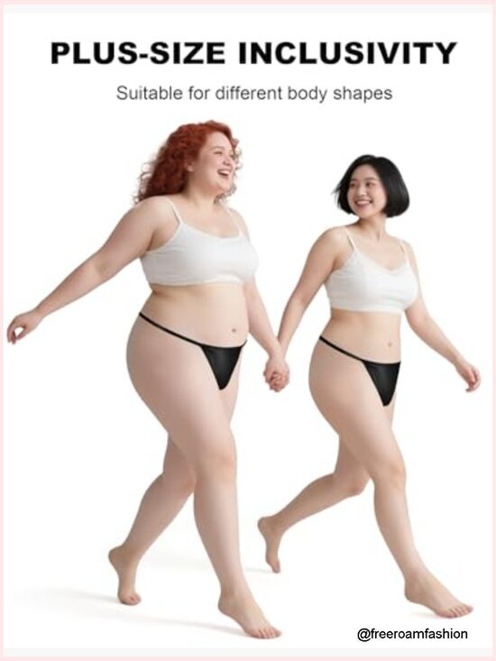 Faux Leather G-String Thong Low Rise Micro Underwear Plus Size S-2XL - Picture 2 of 7